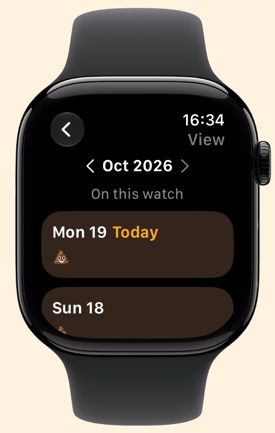 Diaroo history on Apple Watch, with sample data and official product artwork.