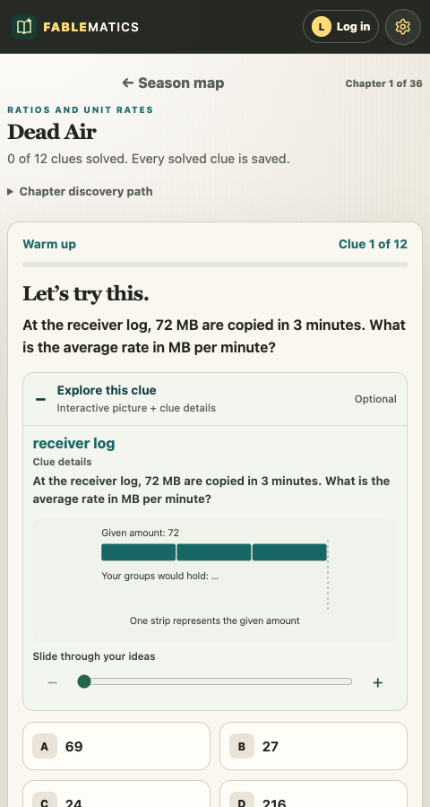 Open the full clue screenshot: the 72 MB receiver log and its interactive visual model.