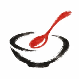 TapChi black brushwork bowl and red spoon